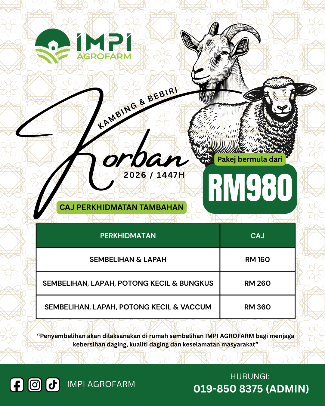 KORBAN KAMBING DAN BEBIRI 2026 / 1447H